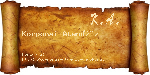 Korponai Atanáz névjegykártya